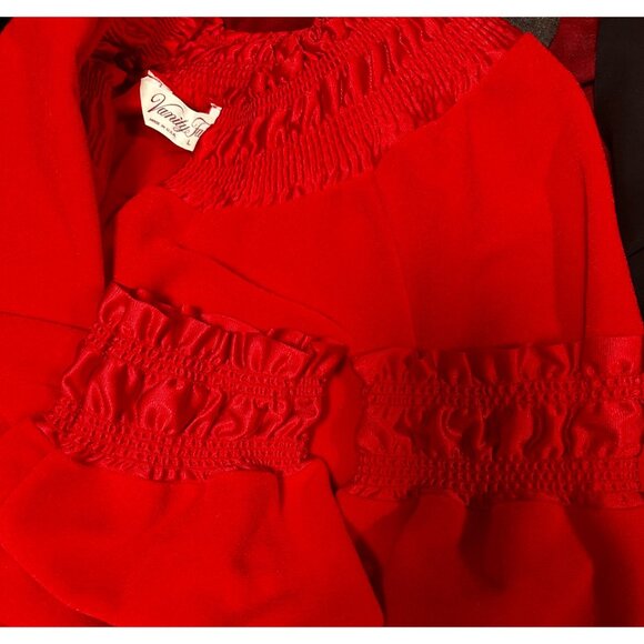 Vintage Vanity Fair Red Velour Nightgown House Coat Long Zip Pockets Large - Picture 10 of 10